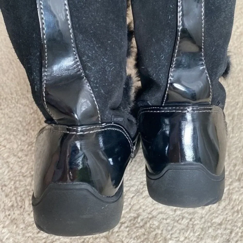 Sporto Millie Stone Suede W Faux Fur Lace-up Winter Snow Boot Waterproof Sz 9M